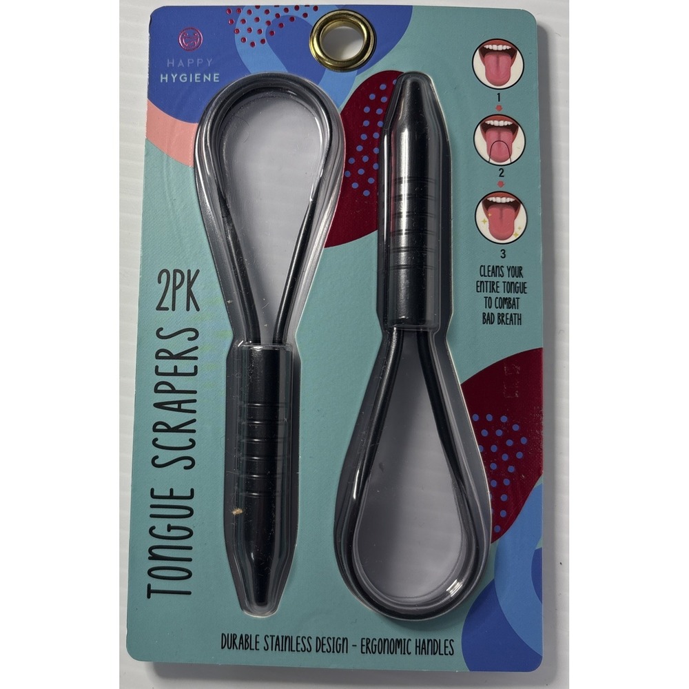 Happy Hygiene Tongue Scrapers 2pk NEW